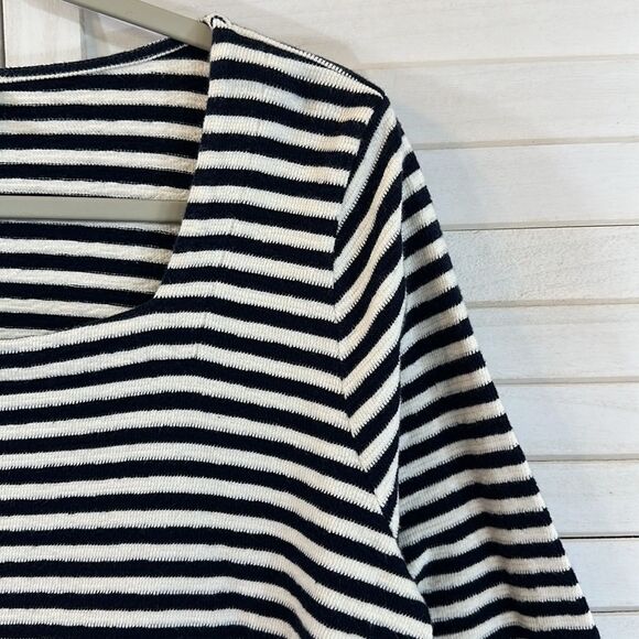 J Jill Top Size Large Cotton Nautical Striped Blue White - Picture 7 of 15